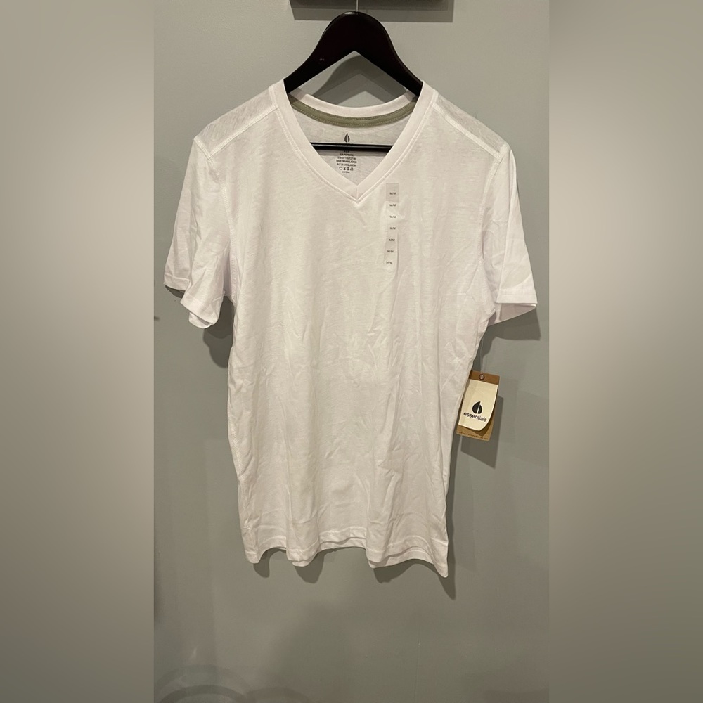 Men’s Essentials white v-neck t-shirt.  Size M.